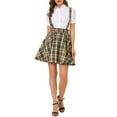 thumbnail image 1 of Allegra K Women's Tartan Plaid Button Decor Skater Mini Suspender Skirts, 1 of 7