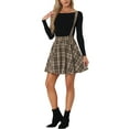 thumbnail image 1 of INSPIRE CHIC Women's Skirt Plaid Pleated Tartan Overall Elastic Waist Suspender Mini Skirt XS Coffee Brown, 1 of 5