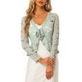thumbnail image 1 of INSPIRE CHIC Valentine's Day Women's Floral Lace Cardigans Tie Front Ruffled Hem Sheer Crop Bolero Shrug 2XL Grey, 1 of 7