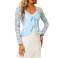 thumbnail image 1 of INSPIRE CHIC Women's Floral Lace Cardigans Tie Front Ruffled Hem Sheer Crop Bolero Shrug 3XL Light Blue, 1 of 7