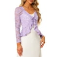 thumbnail image 1 of INSPIRE CHIC Valentine's Day Women's Floral Lace Cardigans Tie Front Ruffled Hem Sheer Crop Bolero Shrug S Light Purple, 1 of 7