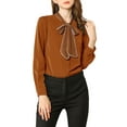 thumbnail image 1 of Allegra K Women's Tie Neck Button Down Work Long Sleeves Blouse Shirts, 1 of 6