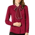 thumbnail image 1 of Allegra K Women's Tie Neck Button Down Work Long Sleeves Blouse Shirts, 1 of 7