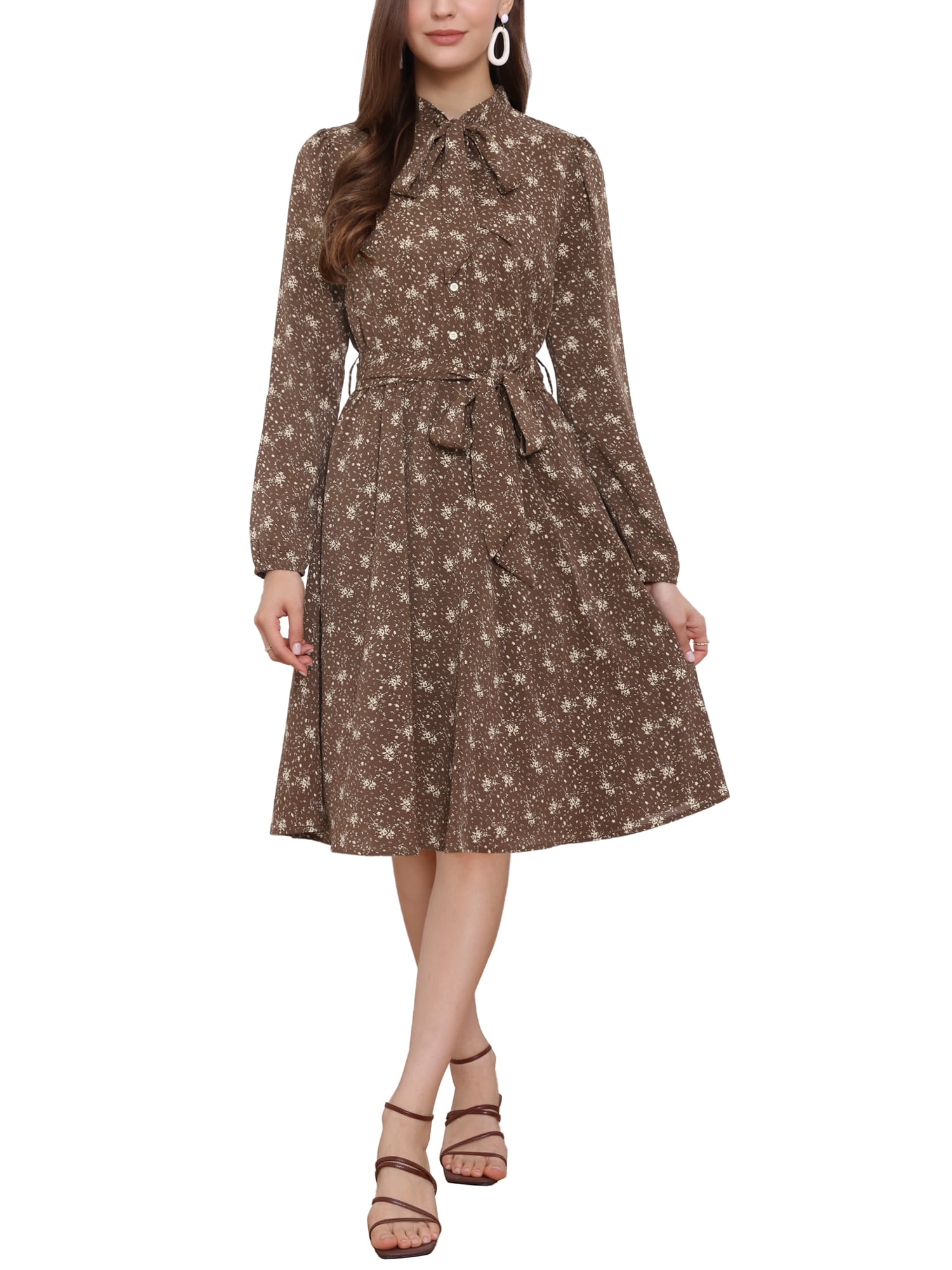 MDS Women Belted Ethnic Pattern Chiffon Dress - Purple - Kelowna main image 1