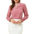 thumbnail image 1 of INSPIRE CHIC Women's Tie Ruffled Neck Blouse Long Sleeves Tops XS Pink-Hearts, 1 of 9