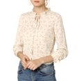 thumbnail image 1 of Allegra K Women's Tie Ruffled Neckline Polka Dots Floral Blouse Tops, 1 of 7