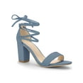 thumbnail image 1 of BLISSFUL STEP Inspired Women's Sandals Solid Summer Block Heels Lace up Sandals Haze Blue 7, 1 of 4