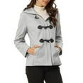 thumbnail image 1 of INSPIRE CHIC Women's Toggle Duffle Coat Zipper Front Solid Cropped Hooded Anorak XS Gray, 1 of 6