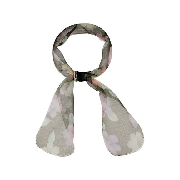 INSPIRE CHIC Women's Transparent Organza Scarf Floral Neckerchief Hair Band Black