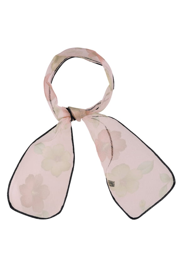 Women's Transparent Organza Scarf Floral Neckerchief Hair Band Pink