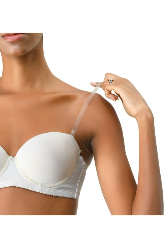 Women's Transparent Strapless Invisible Bra Shoulder Strap Clear-3 Pairs Width: 1.2cm/ 1/2"