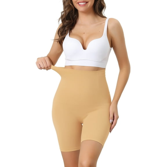 INSPIRE CHIC Women's Tummy Control Knickers High Waisted Shapewear Shorts Breathable Underwear Slimming Pants Large Beige