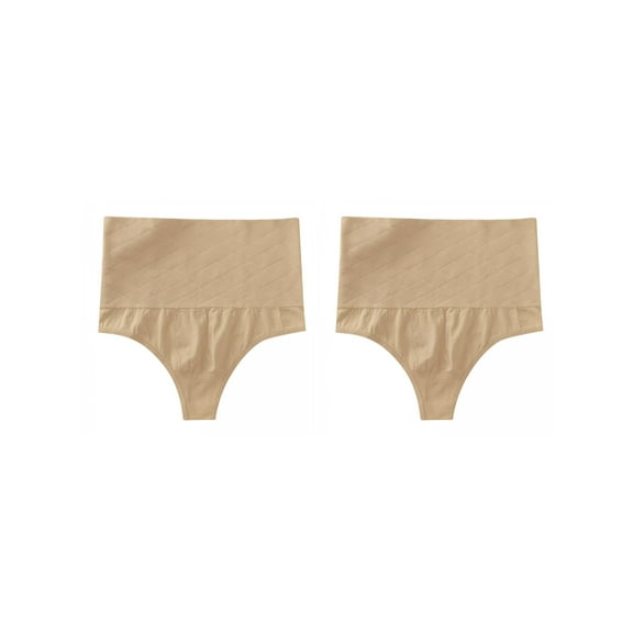 NOMADIC NOOK Women's Tummy Control Thong Panties Shapewear Slimmer High Waist Briefs 2 Packs