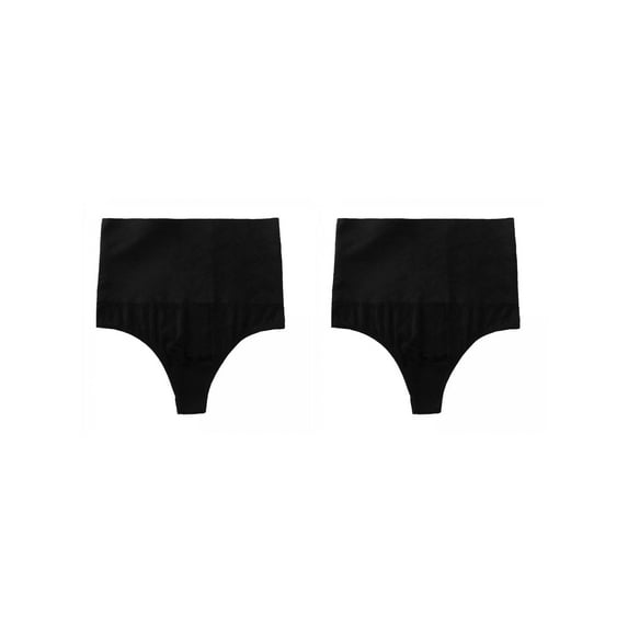 NOMADIC NOOK Women's Tummy Control Thong Panties Shapewear Slimmer High Waist Briefs 2 Packs