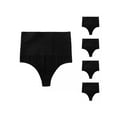 thumbnail image 1 of NOMADIC NOOK Women's Tummy Control Thong Panties Shapewear Slimmer High Waist Solid Briefs 5 Packs, 1 of 5