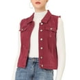 thumbnail image 1 of Allegra K Women's Turn Down Collar Button Denim Washed Vest, 1 of 7