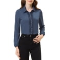 thumbnail image 1 of Allegra K Women's Turn Down Collar Button Up Lace Decor Long Sleeve Shirts, 1 of 6