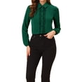 thumbnail image 1 of INSPIRE CHIC Women's Turn Down Collar Button Up Lace Decor Long Sleeve Shirts XS Dark Green, 1 of 6