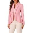 thumbnail image 1 of INSPIRE CHIC Women's Turn Down Collar Open Front High-Low Hem Gothic Peplum Blazer XL Pink, 1 of 6