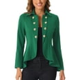 thumbnail image 1 of INSPIRE CHIC Women's Turn Down Collar Open Front High-Low Hem Gothic Peplum Blazer XS Dark Green, 1 of 6