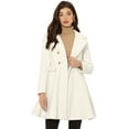 thumbnail image 1 of INSPIRE CHIC Women's Turn Down Collar Pocket Flap Double Breasted Outwear Winter Coat White S, 1 of 5