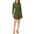 thumbnail image 1 of Allegra K Women's Turndown Collar Tie Waist Button Down Shirt Dress, 1 of 6