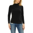thumbnail image 1 of INSPIRE CHIC Valentine's Day Women's Top Long Sleeve Mock Neck Turtleneck Stretchy Velvet Blouse XS Black, 1 of 7
