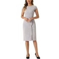thumbnail image 1 of INSPIRE CHIC Women's Tweed Elegant Dress Crew Neck Cap Sleeve Vintage Bodycon Midi Dresses M Apricot Purple, 1 of 6