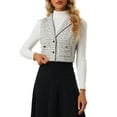 thumbnail image 1 of INSPIRE CHIC Women's Tweed Vest Notched Lapel Collar Sleeveless Vintage Plaid Crop Waistcoat, 1 of 5