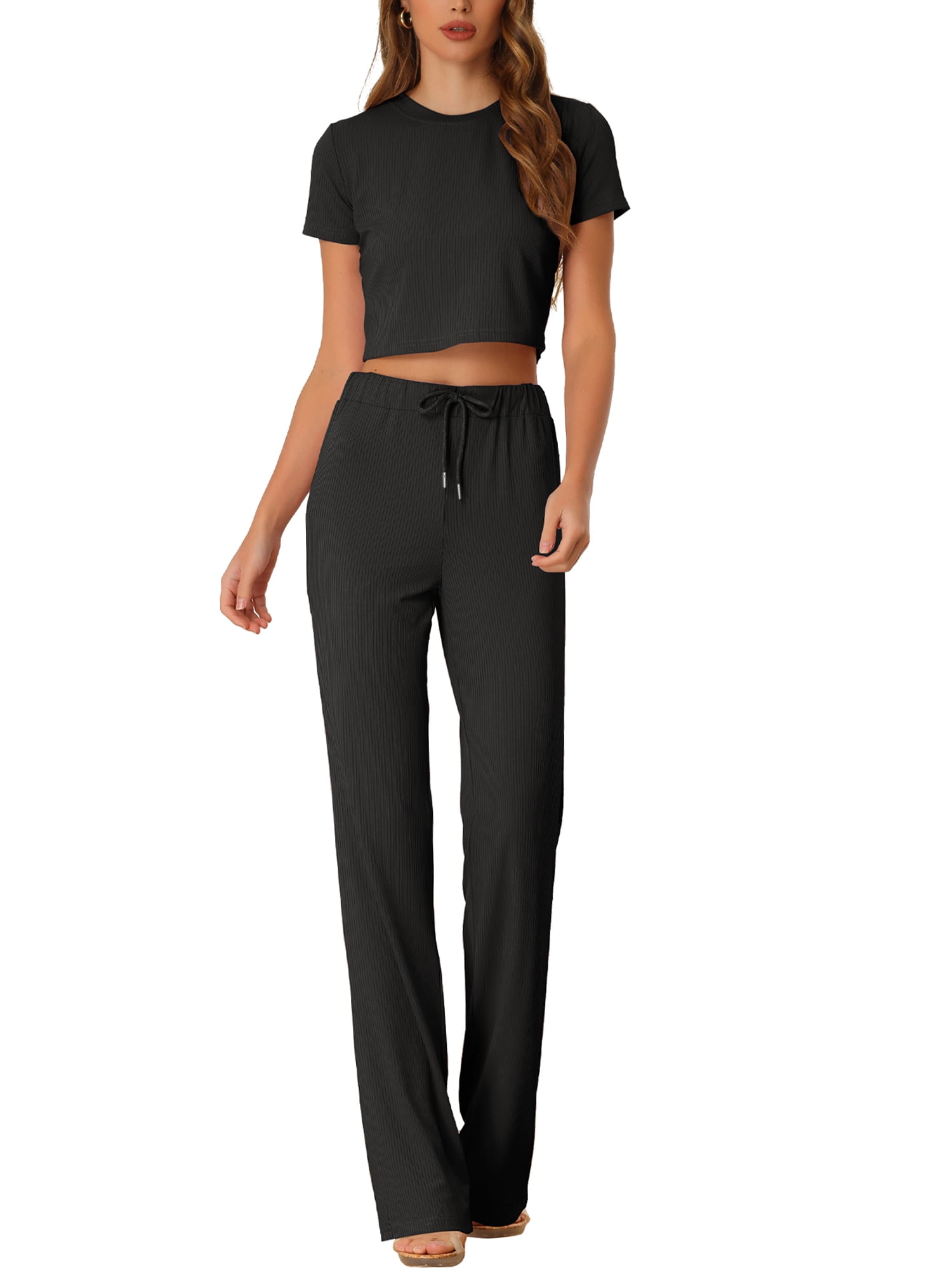 JANE™ – Cozy Ribbed Crop Top & Wide Leg Pants Set