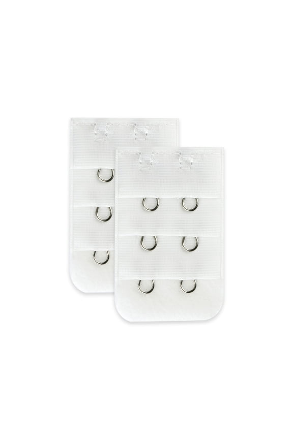Women's Underwear Replacement Bra Extender Strap Adapter White-1 3 Rows 2 Hooks 2 Pcs