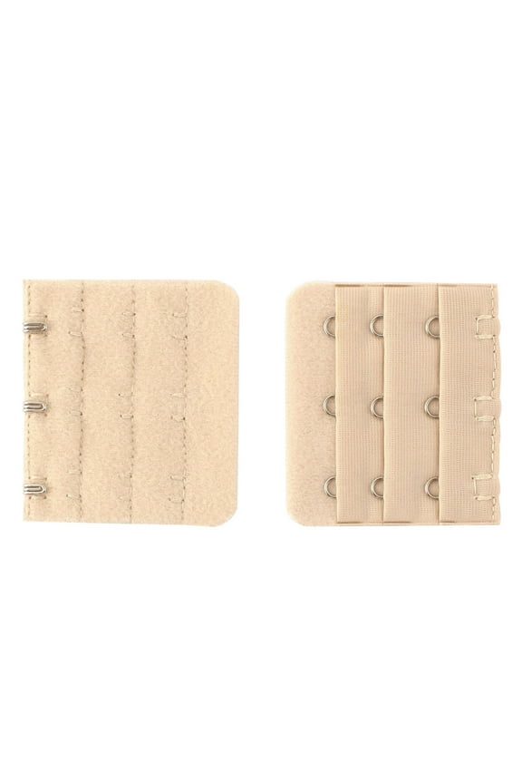 Lady Underwear Strap Extension Extender 3 x 3 Lingerie Bra Hooks 2pcs Beige