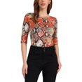 thumbnail image 1 of INSPIRE CHIC Women's Elbow Sleeves Top Round Neck Slim Fit Basic Tee Casual Printed T-Shirt XL Multicolor-Snake, 1 of 7