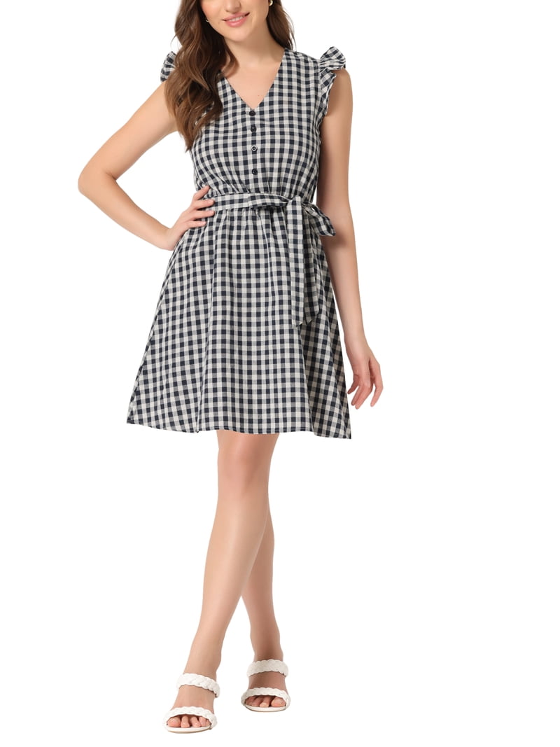 blue check mini dress Goldie Mini Dress Blue Check XXL