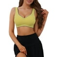 thumbnail image 1 of INSPIRE CHIC Women's V-Neck Contrast Trim Pullover Bras Comfort and Breathable Wirefree Bras S Green, 1 of 5