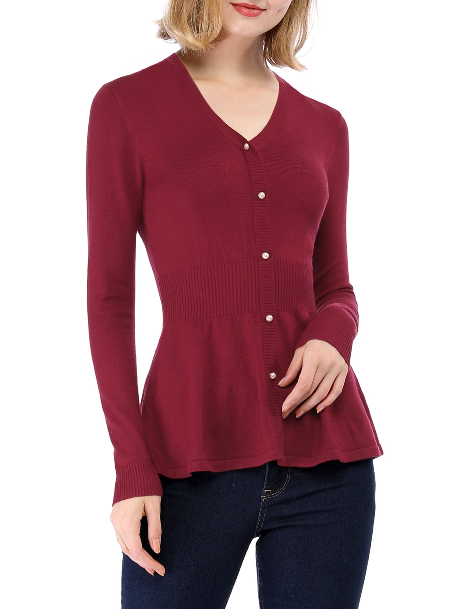 SO ME Ribbed Knit Short Sleeves Peplum Sweater Top