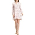 thumbnail image 1 of Allegra K Women's V Neck Long Sleeves Cinched Waist Half Placket Floral Dress, 1 of 7