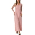 thumbnail image 1 of INSPIRE CHIC Women's Jumpsuits V Neck Mesh Long Sleeve Wide Leg Party Rompers XS Pink, 1 of 6