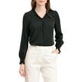 thumbnail image 1 of INSPIRE CHIC Women's V Neck Round Hem Blouse Long Sleeve Top, 1 of 6