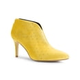 thumbnail image 1 of BLISSFUL STEP Women's V Shaped Cutout Pointed Toe Stiletto Heel Ankle Boots Yellow 9, 1 of 8