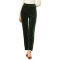thumbnail image 1 of INSPIRE CHIC Women's Velvet Elegant High Waist Trousers with Pockets Work Ankle Pants M Deep Green, 1 of 6