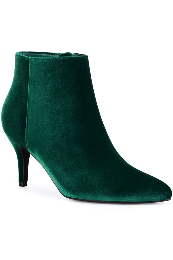 St. Patrick's Day Women's Velvet Pointed Toe Stiletto Heel Ankle Boots Green 7