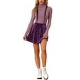 thumbnail image 1 of INSPIRE CHIC Women's Velvet Star Printed Adjustable Strap High Waist Suspender Skirt XS Purple, 1 of 6