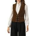 thumbnail image 1 of Allegra K Women's Velvet Waistcoat Casual Sleeveless Button Down Blazer Vest M Coffee, 1 of 5