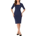 thumbnail image 1 of INSPIRE CHIC Women's Vintage Bodycon Turndown Collar 1950s Pencil Dresses, 1 of 5