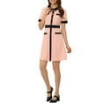 thumbnail image 1 of INSPIRE CHIC Women's Vintage Dress Contrast Color Wear-to-Work Dresses M Pink, 1 of 6
