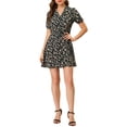 thumbnail image 1 of Allegra K Women's Vintage Floral Short Sleeve Camp Collar Button Up A-Line Dress, 1 of 6