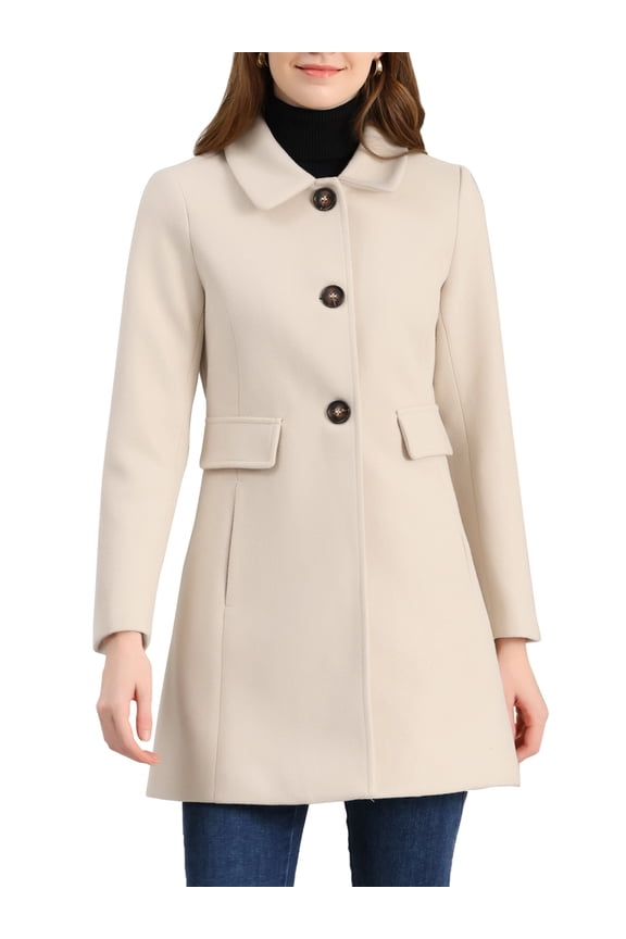 Women's Vintage Lapel Collared Overcoat Single Breasted Mid-Long Winter Coat