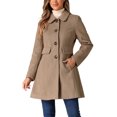 thumbnail image 1 of INSPIRE CHIC Women's Vintage Lapel Collared Overcoat Single Breasted Mid-Long Winter Coat, 1 of 6