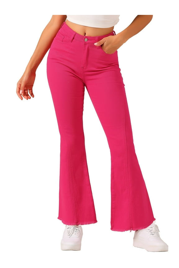 Women's Vintage Long Pants Classic High Waist Denim Bell Bottoms Jeans